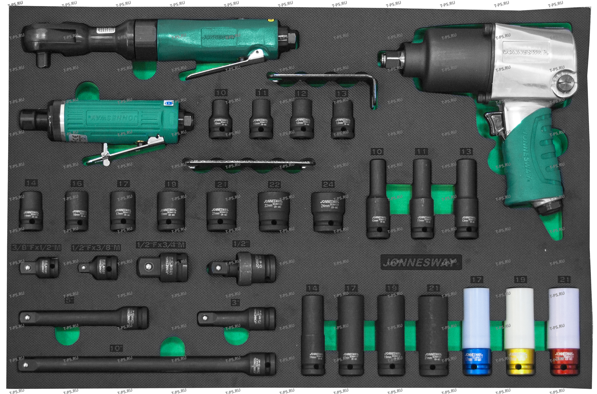 JA-C231SV Набор пневматического инструмента 12DR и аксессуаров к ударному инструменту в EVA ложементе 560х400 мм, 31 предмет