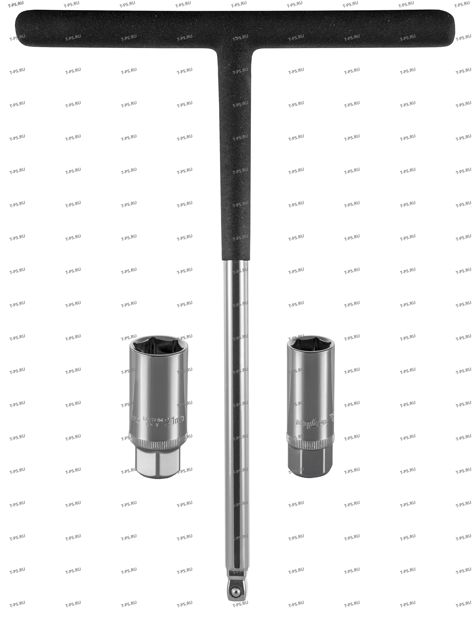 Набор головок торцевых свечных c магнитным держателем и Т-образной рукояткой 38DR, 16 и 21 мм, 3 предмета