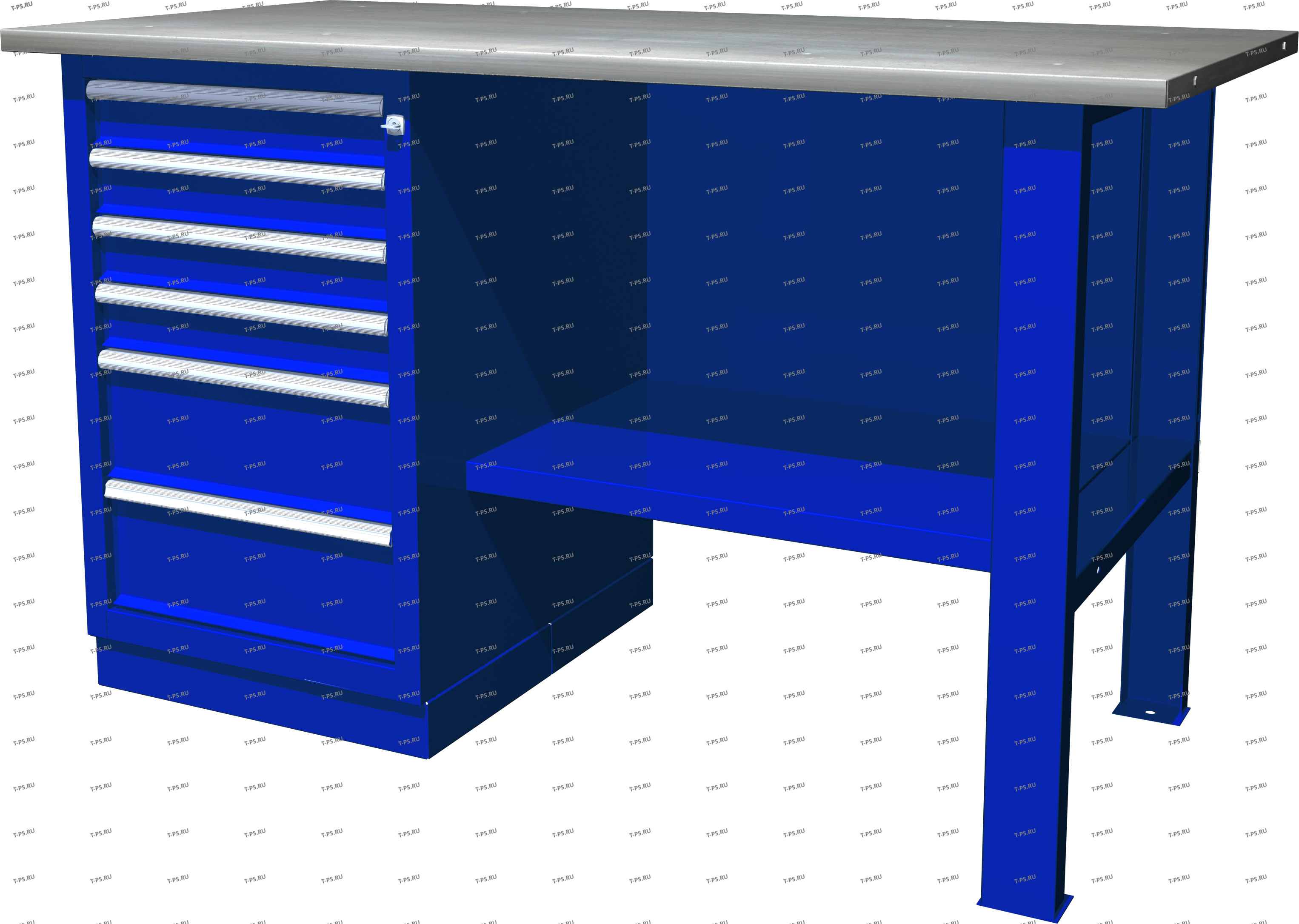 OWB1-60 Верстак с одной тумбой, тумба с 6 ящиками, 1390х686х820 мм