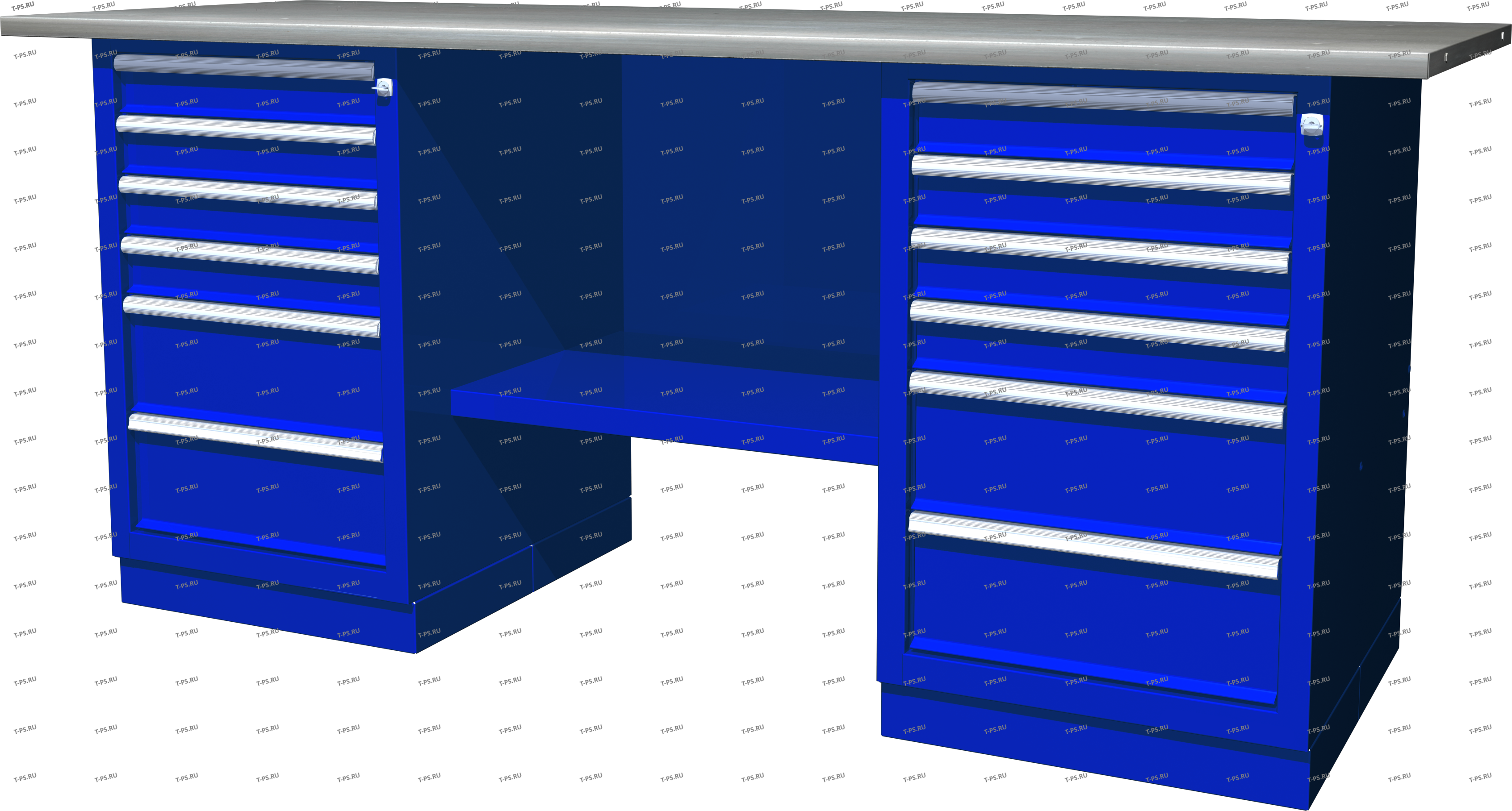 OWB2-66 Верстак с двумя тумбами, тумбы по 6 ящиков, 1900х686х820 мм