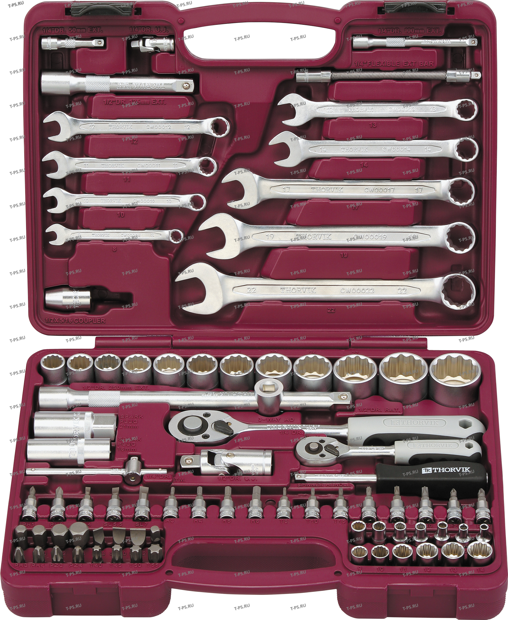 UTS008212 Набор инструмента универсальный 14, 12DR с головками торцевыми 12-гранными, 82 предмета