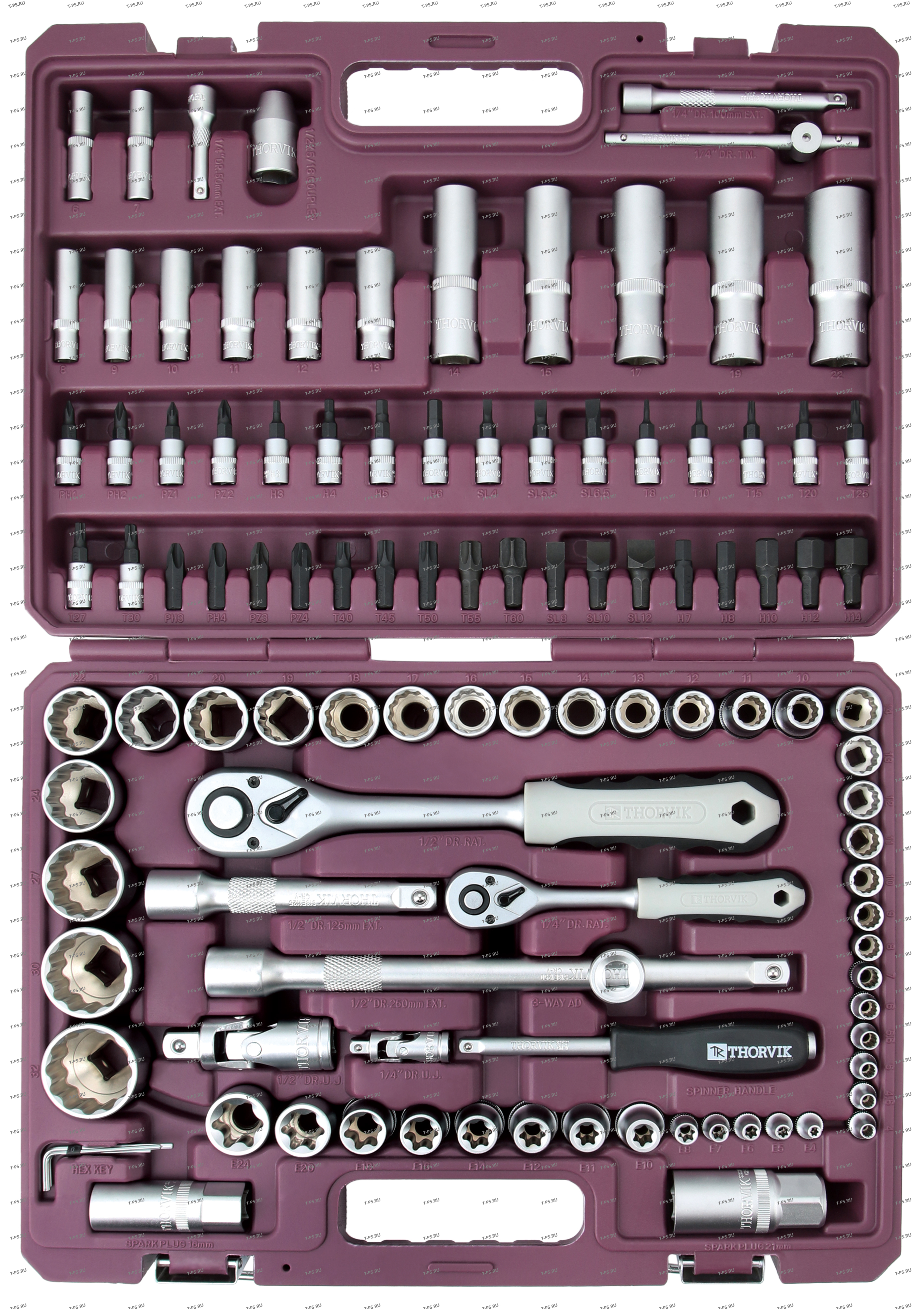 TS10812 Набор инструмента универсальный 14, 12DR с головками торцевыми 12-гранными, 108 предметов